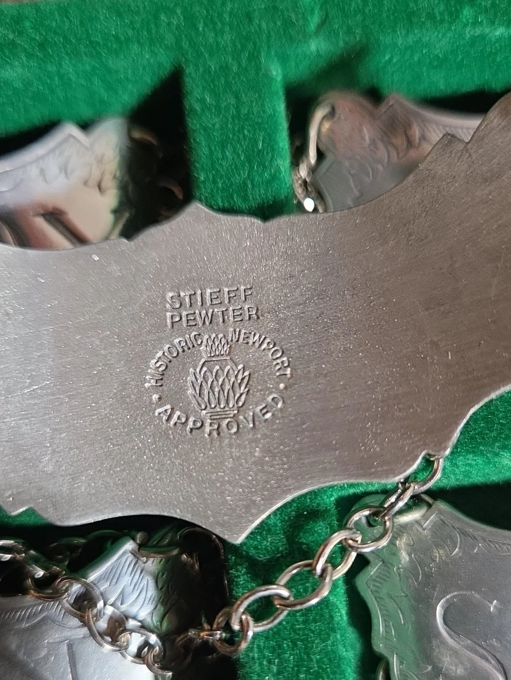 Vintage 1970s Kirk Stieff Historic Newport Reproduction Decanter Labels (Pewter)